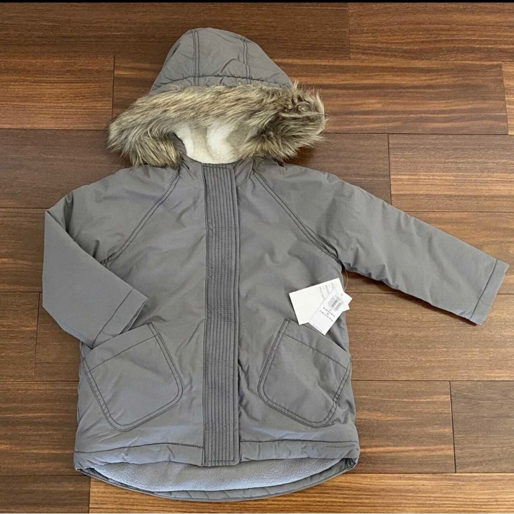 BNWT Water-Resistant Kids Hooded Jacket with Faux Fur Trim